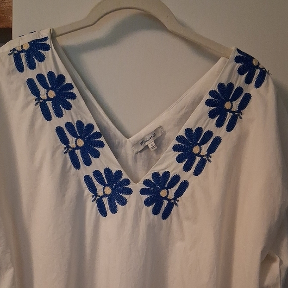 Madewell White Dress with Blue Floral Accents - Picture 2 of 15
